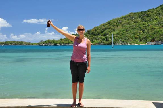 Celebrando nossa chegada à Labadee, na costa norte do Haiti